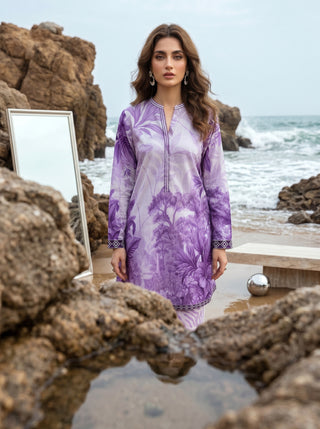 02 Piece Ready To Wear Printed Shirt & Trouser