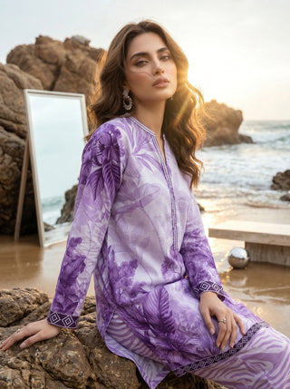 02 Piece Ready To Wear Printed Shirt & Trouser