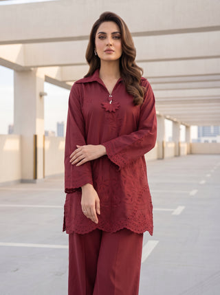 02 Piece Ready To Wear Embroidered Shirt & Trouser