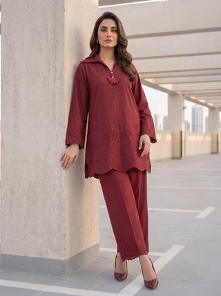 02 Piece Ready To Wear Embroidered Shirt & Trouser