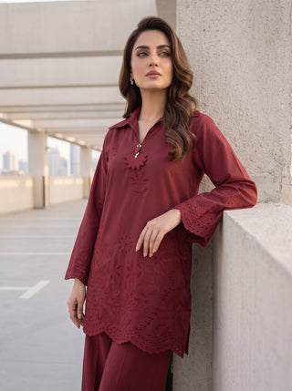 02 Piece Ready To Wear Embroidered Shirt & Trouser