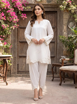 02 Piece Ready To Wear Embroidered Shirt & Trouser