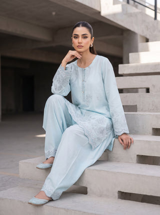 02 Piece Ready To Wear Embroidered Shirt & Trouser