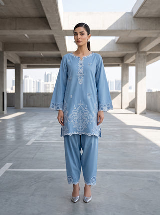 02 Piece Ready To Wear Embroidered Shirt & Trouser