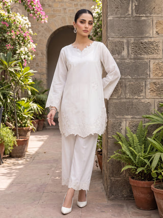 02 Piece Ready To Wear Embroidered Shirt & Trouser