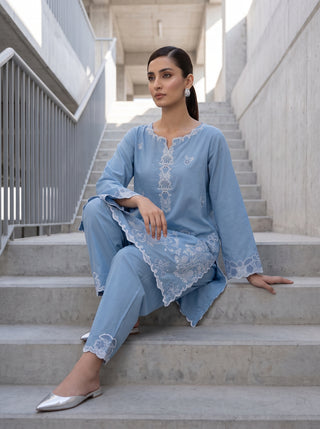 02 Piece Ready To Wear Embroidered Shirt & Trouser