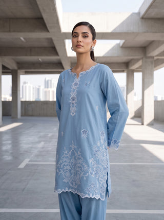 02 Piece Ready To Wear Embroidered Shirt & Trouser