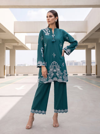 02 Piece Ready To Wear Embroidered Shirt & Trouser