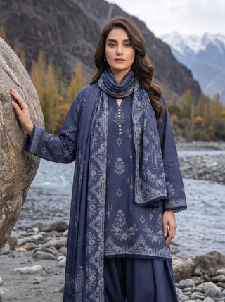 03 Piece Unstitched Printed Pashmina