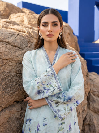 02 Piece Ready To Wear Printed Shirt & Trouser