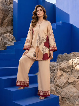 02 Piece Ready To Wear Printed Shirt & Trouser