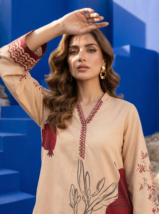 02 Piece Ready To Wear Printed Shirt & Trouser