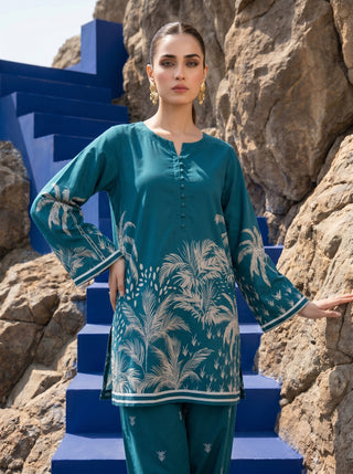 02 Piece Ready To Wear Printed Shirt & Trouser