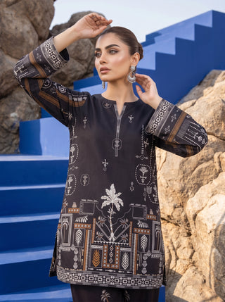 02 Piece Ready To Wear Printed Shirt & Trouser