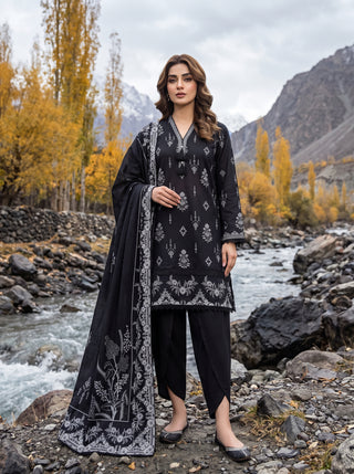 03 Piece Unstitched Printed Pashmina