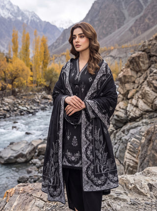 03 Piece Unstitched Printed Pashmina