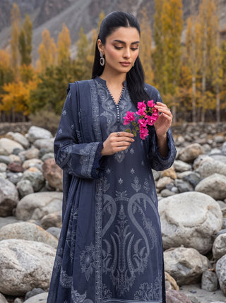 03 Piece Unstitched Printed Pashmina