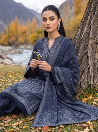 03 Piece Unstitched Printed Pashmina