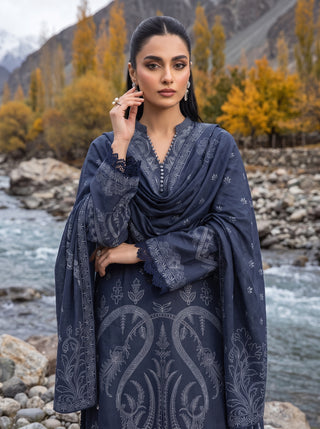 03 Piece Unstitched Printed Pashmina