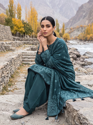 03 Piece Unstitched Printed Pashmina