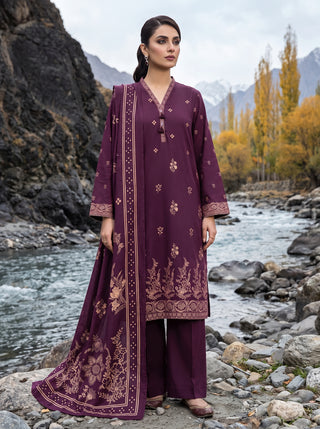 03 Piece Unstitched Printed Pashmina