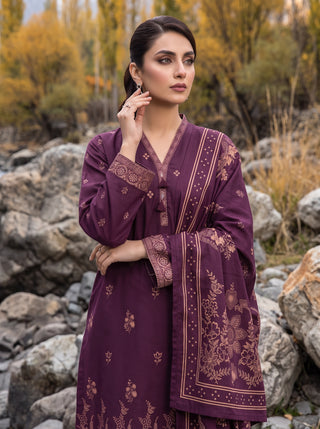 03 Piece Unstitched Printed Pashmina