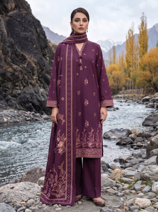 03 Piece Unstitched Printed Pashmina