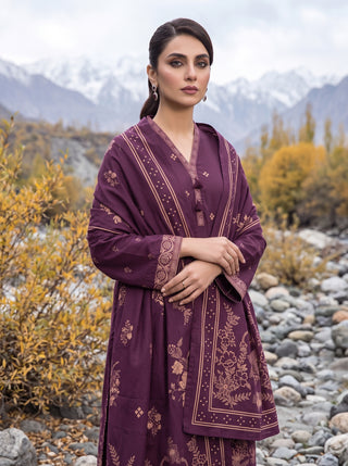 03 Piece Unstitched Printed Pashmina