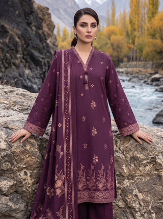 03 Piece Unstitched Printed Pashmina
