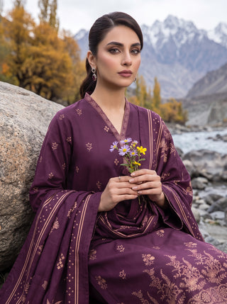 03 Piece Unstitched Printed Pashmina