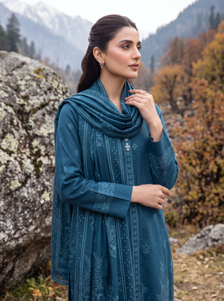 03 Piece Unstitched Printed Pashmina