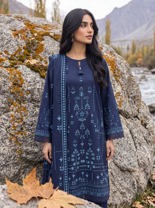 03 Piece Unstitched Printed Pashmina