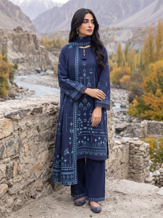 03 Piece Unstitched Printed Pashmina