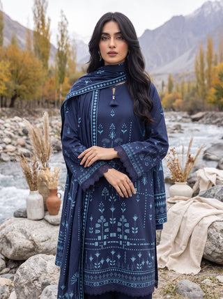 03 Piece Unstitched Printed Pashmina