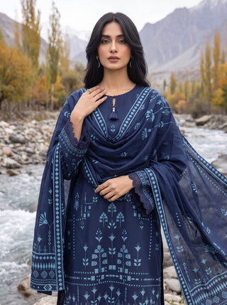03 Piece Unstitched Printed Pashmina