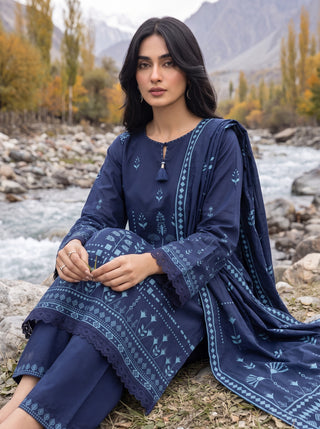 03 Piece Unstitched Printed Pashmina