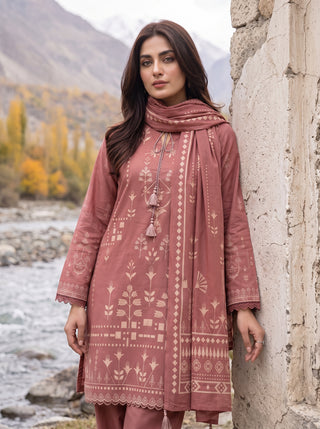 03 Piece Unstitched Printed Pashmina