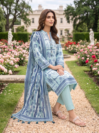 03 Piece Unstitched Printed Lawn