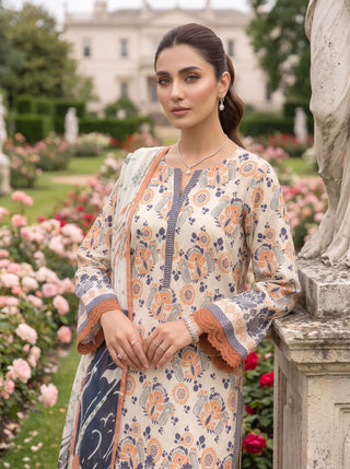 03 Piece Unstitched Printed Lawn