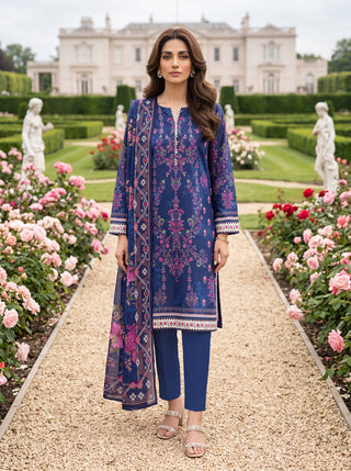 03 Piece Unstitched Printed Lawn