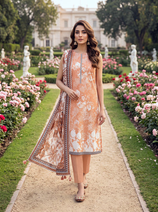 03 Piece Unstitched Printed Lawn