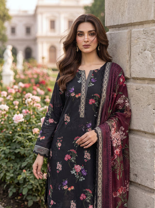 03 Piece Unstitched Printed Lawn