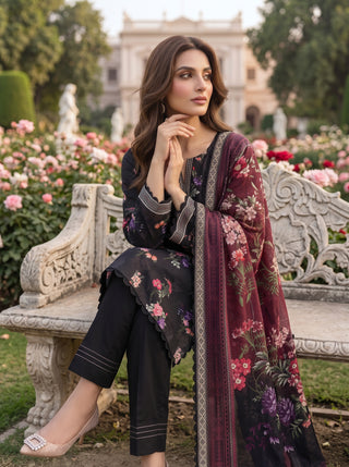 03 Piece Unstitched Printed Lawn