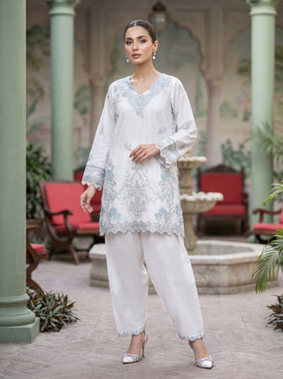02 Piece Ready To Wear Embroidered Shirt & Trouser