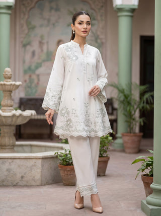 02 Piece Ready To Wear Embroidered Shirt & Trouser