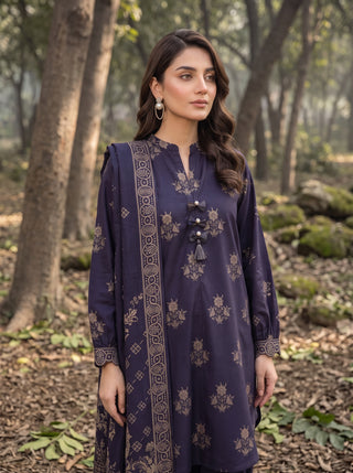 03 Piece Unstitched Textured Printed Marina