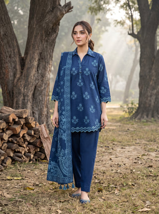 03 Piece Unstitched Textured Printed Marina