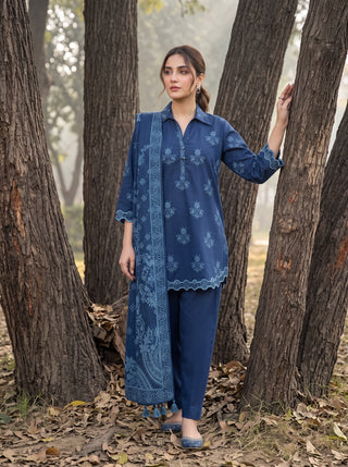 03 Piece Unstitched Textured Printed Marina