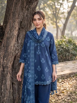 03 Piece Unstitched Textured Printed Marina