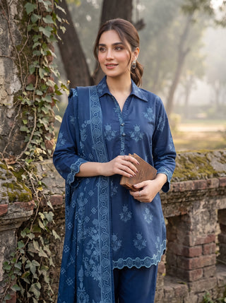 03 Piece Unstitched Textured Printed Marina